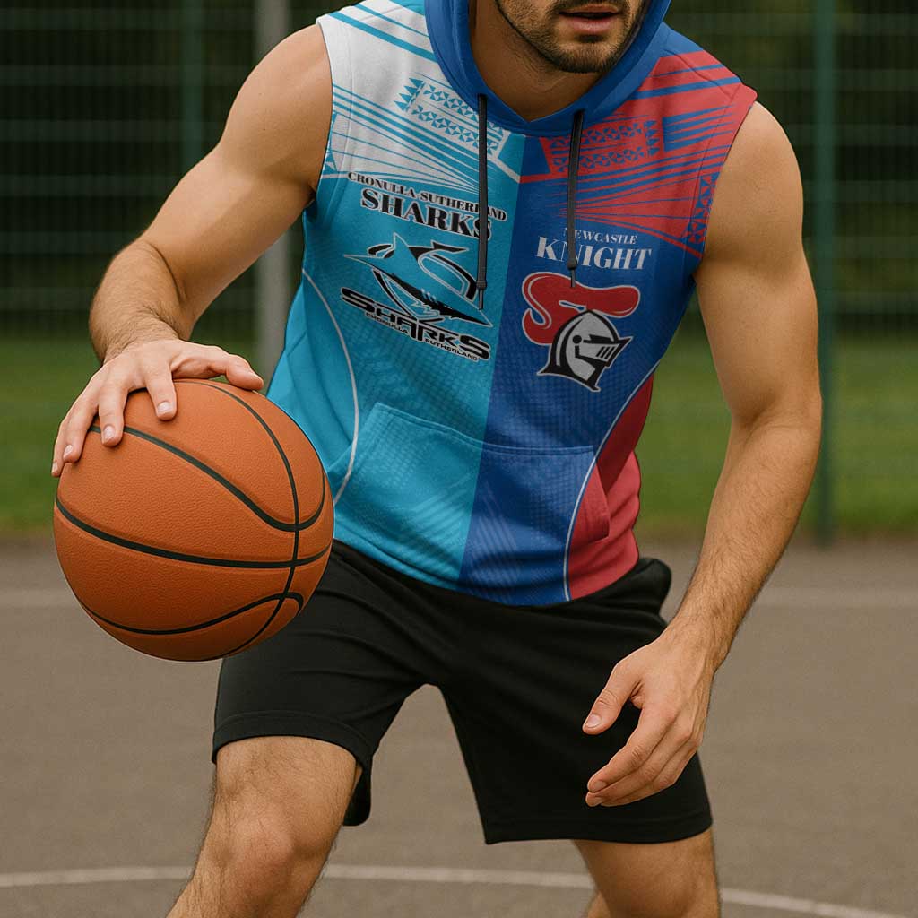Custom Sharks and Knights Together Sleeveless Hoodie Sporty Style