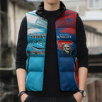 Custom Sharks and Knights Together Sleeveless Puffer Jacket Sporty Style