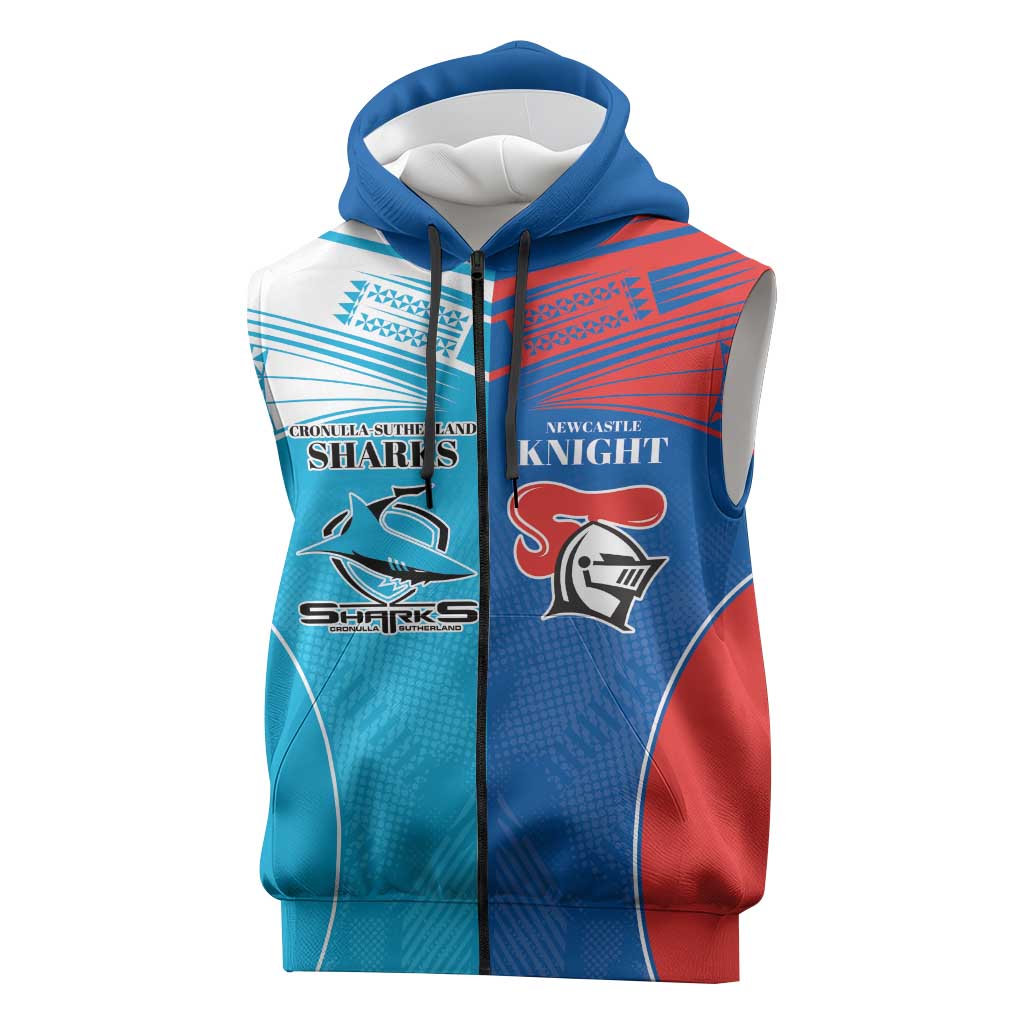Custom Sharks and Knights Together Sleeveless Zip Hoodie Sporty Style