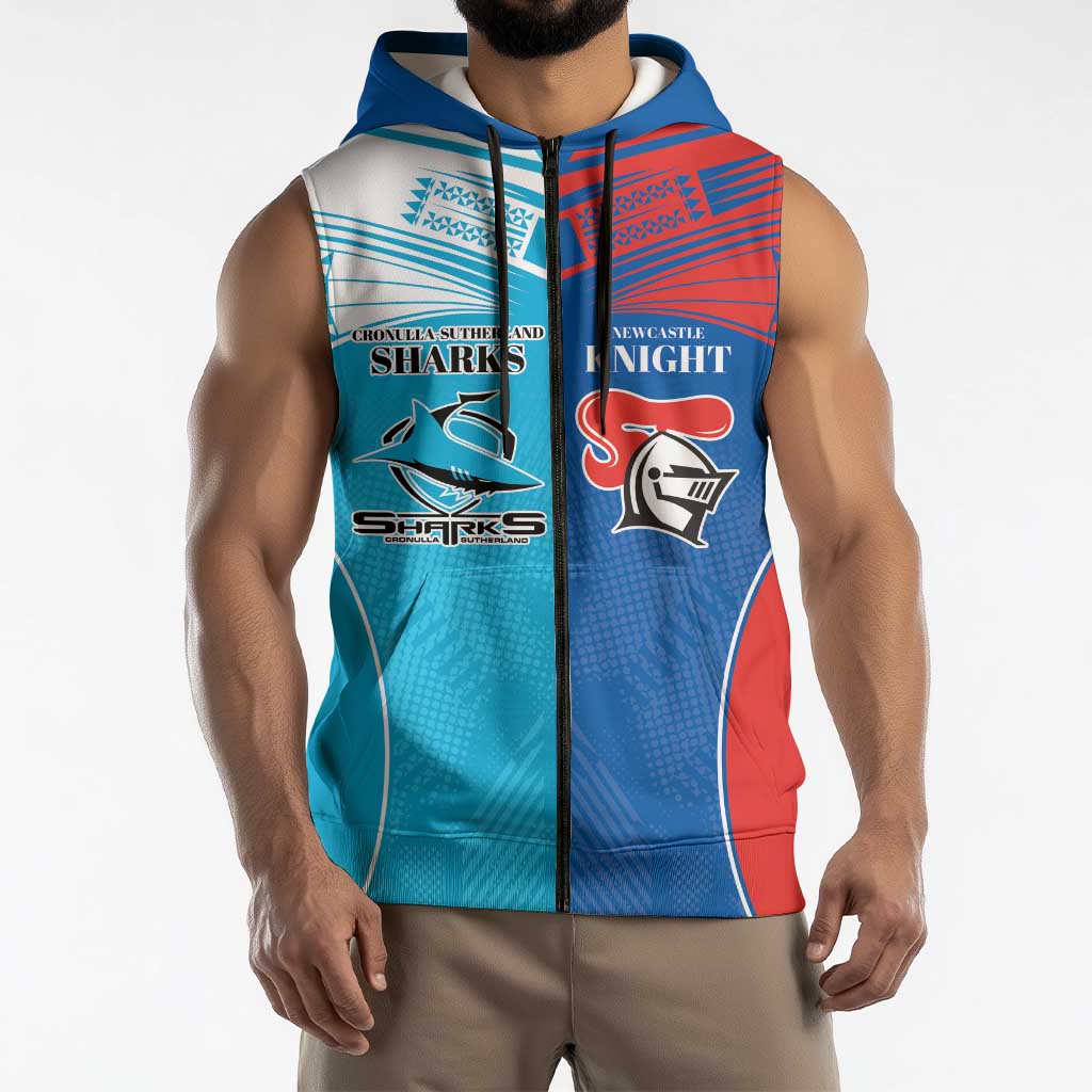 Custom Sharks and Knights Together Sleeveless Zip Hoodie Sporty Style