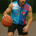 Custom Sharks and Knights Together Sleeveless Zip Hoodie Sporty Style