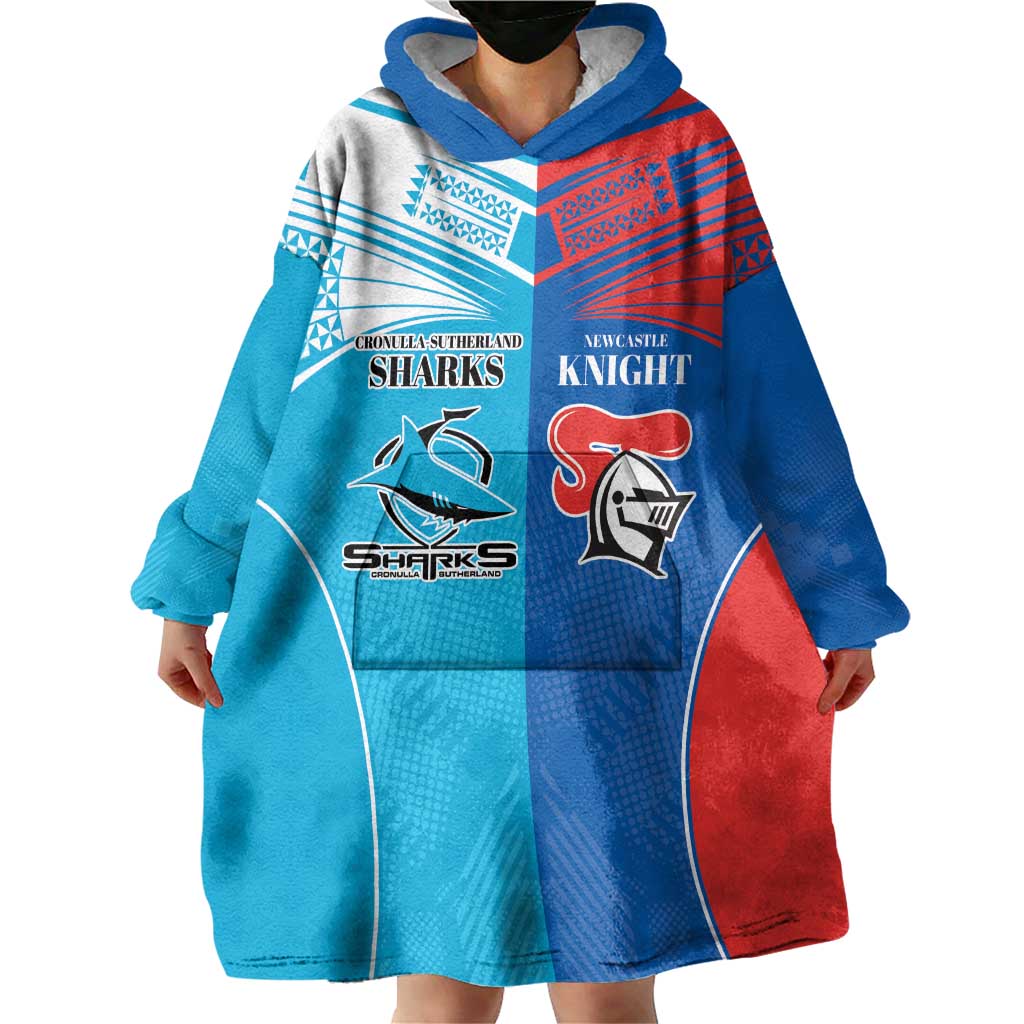 Custom Sharks and Knights Together Wearable Blanket Hoodie Sporty Style
