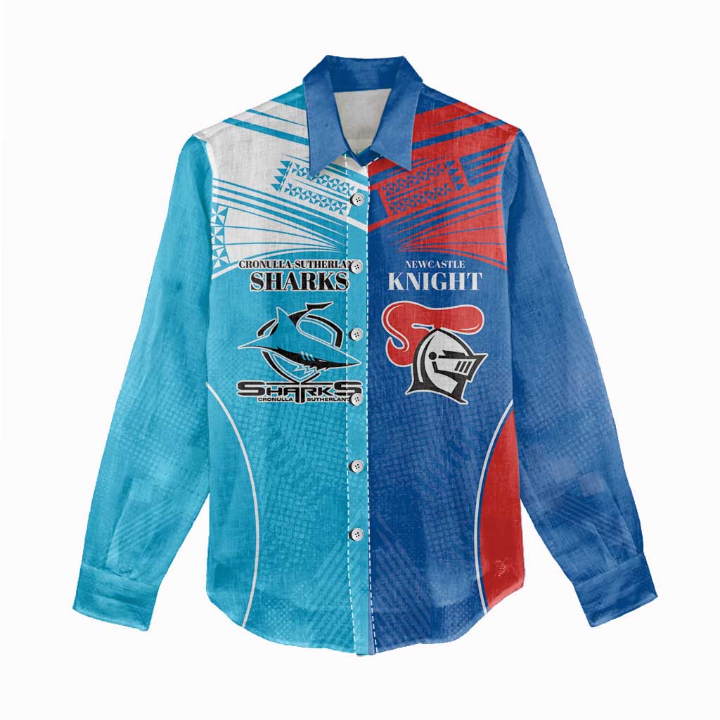 Custom Sharks and Knights Together Women Casual Shirt Sporty Style