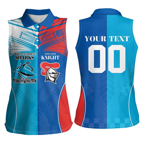 Custom Sharks and Knights Together Women Sleeveless Polo Shirt Sporty Style