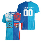 Custom Sharks and Knights Together Women V-Neck T-Shirt Sporty Style