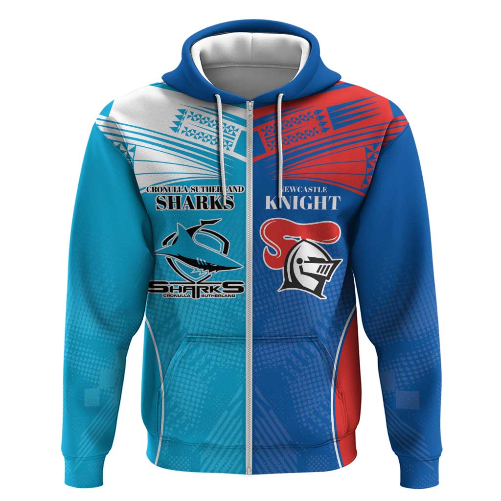 Custom Sharks and Knights Together Zip Hoodie Sporty Style