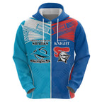 Custom Sharks and Knights Together Zip Hoodie Sporty Style