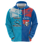 Custom Sharks and Knights Together Zip Hoodie Sporty Style