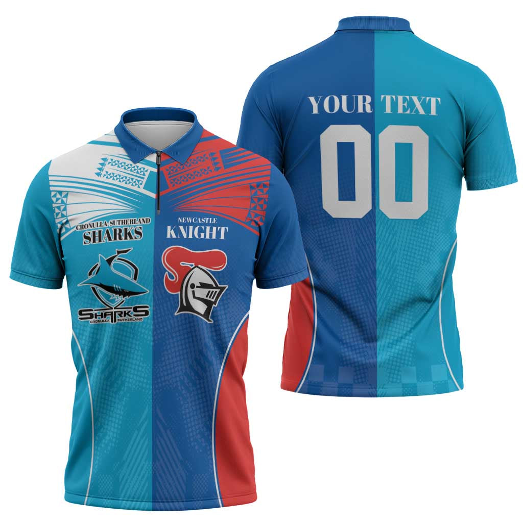 Custom Sharks and Knights Together Zipper Polo Shirt Sporty Style