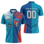 Custom Sharks and Knights Together Zipper Polo Shirt Sporty Style