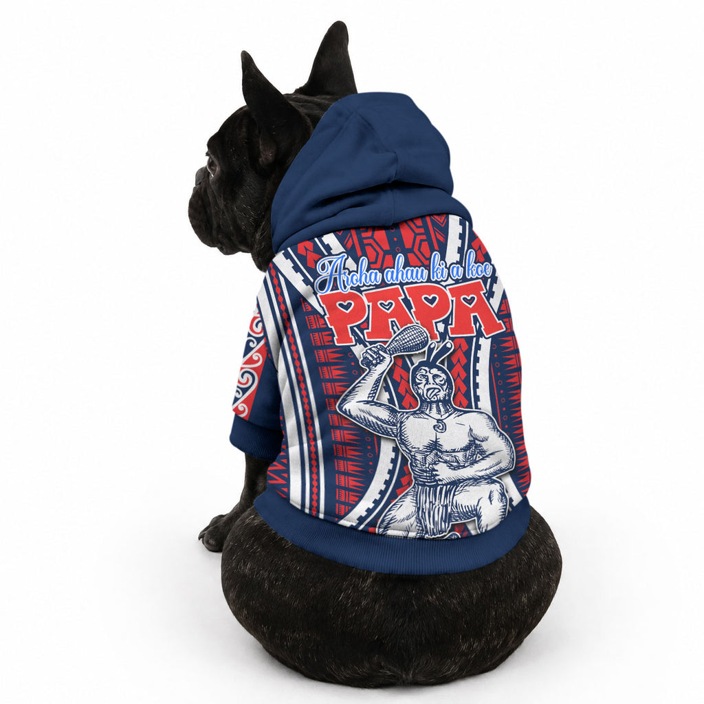 Aotearoa Father's Day Gift For Dad Pet Hoodie Aroha Ahau Ki A Koe Papa - Maori Style Pattern