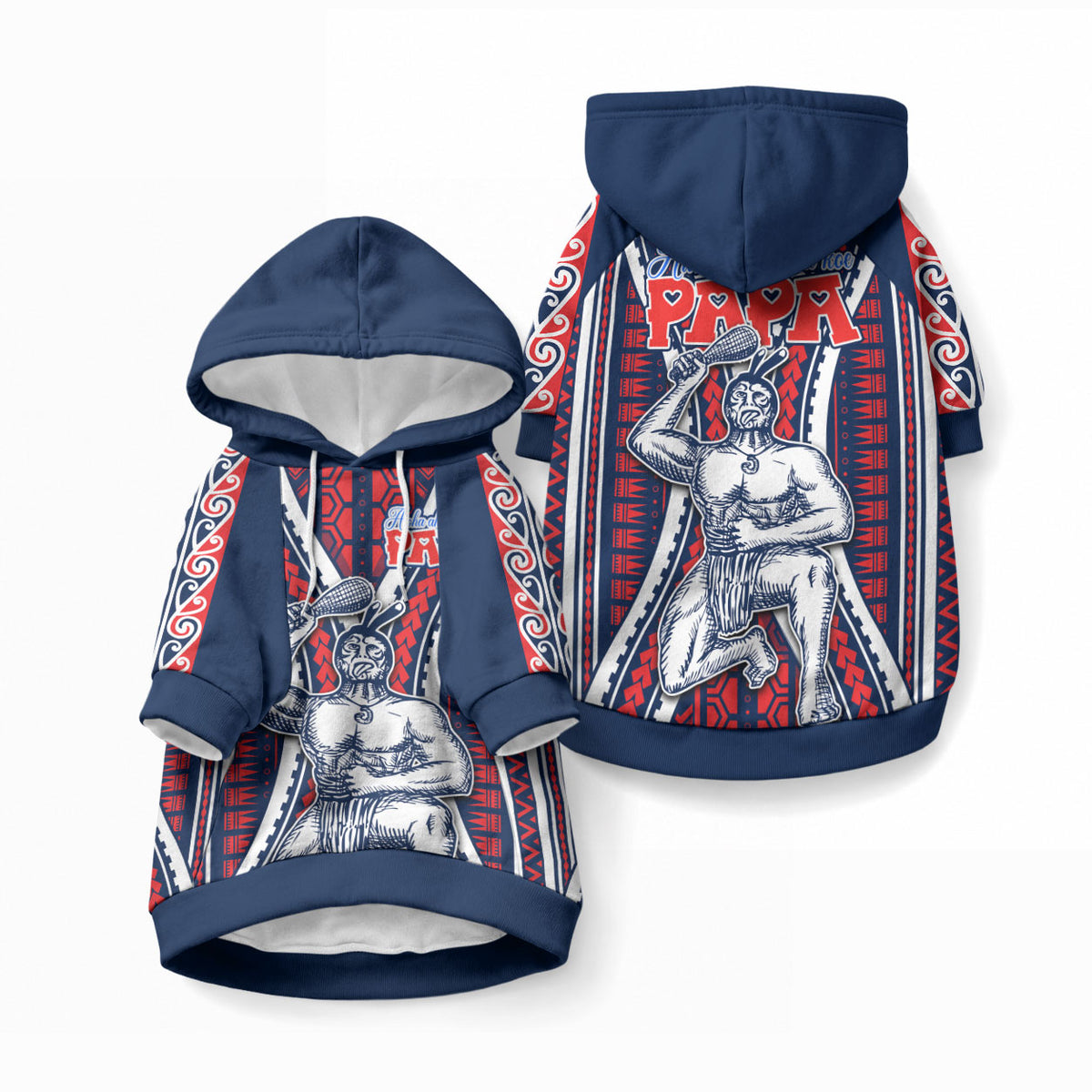 Aotearoa Father's Day Gift For Dad Pet Hoodie Aroha Ahau Ki A Koe Papa - Maori Style Pattern