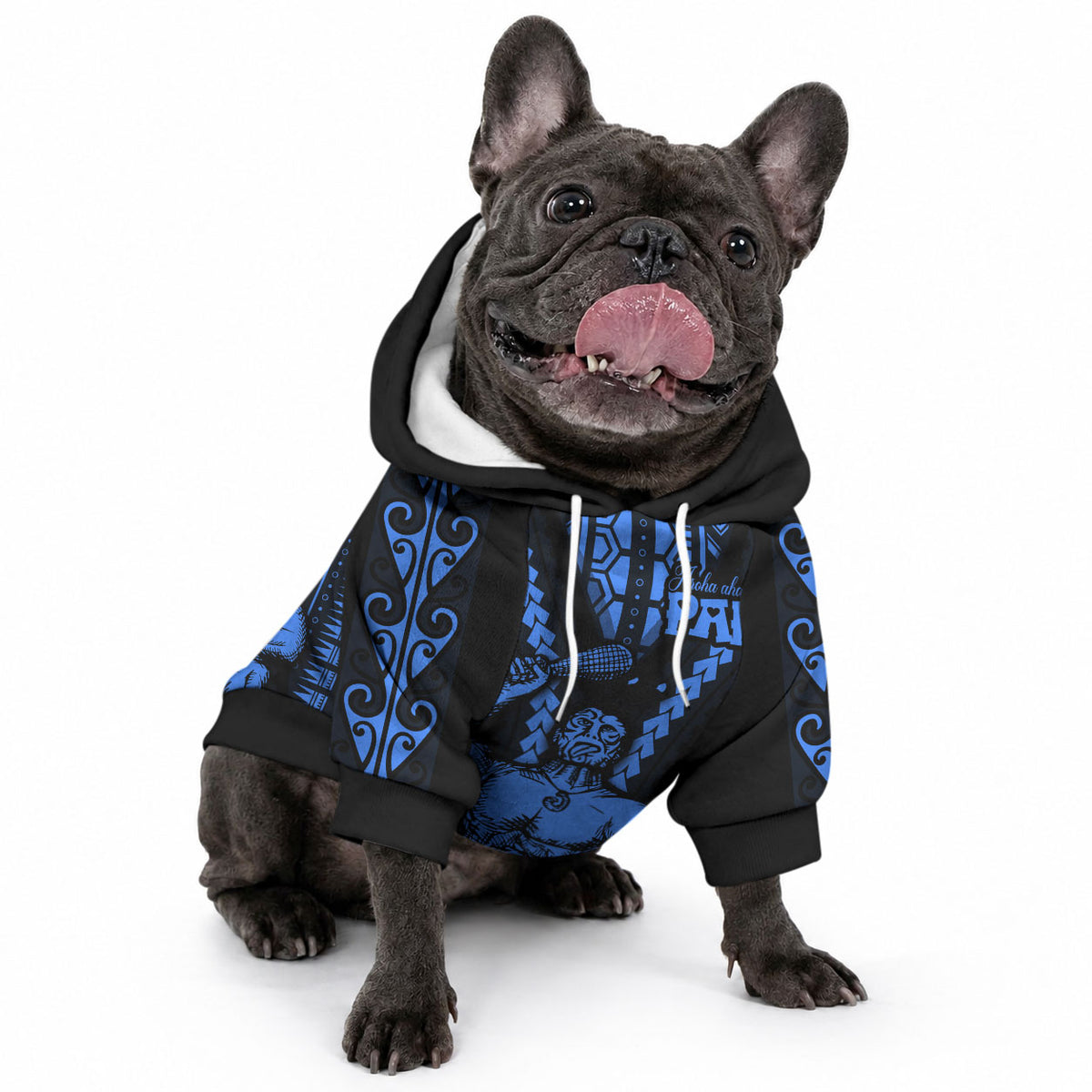 Aotearoa Father's Day Gift For Dad Pet Hoodie Aroha Ahau Ki A Koe Papa - Blue Maori Style Pattern