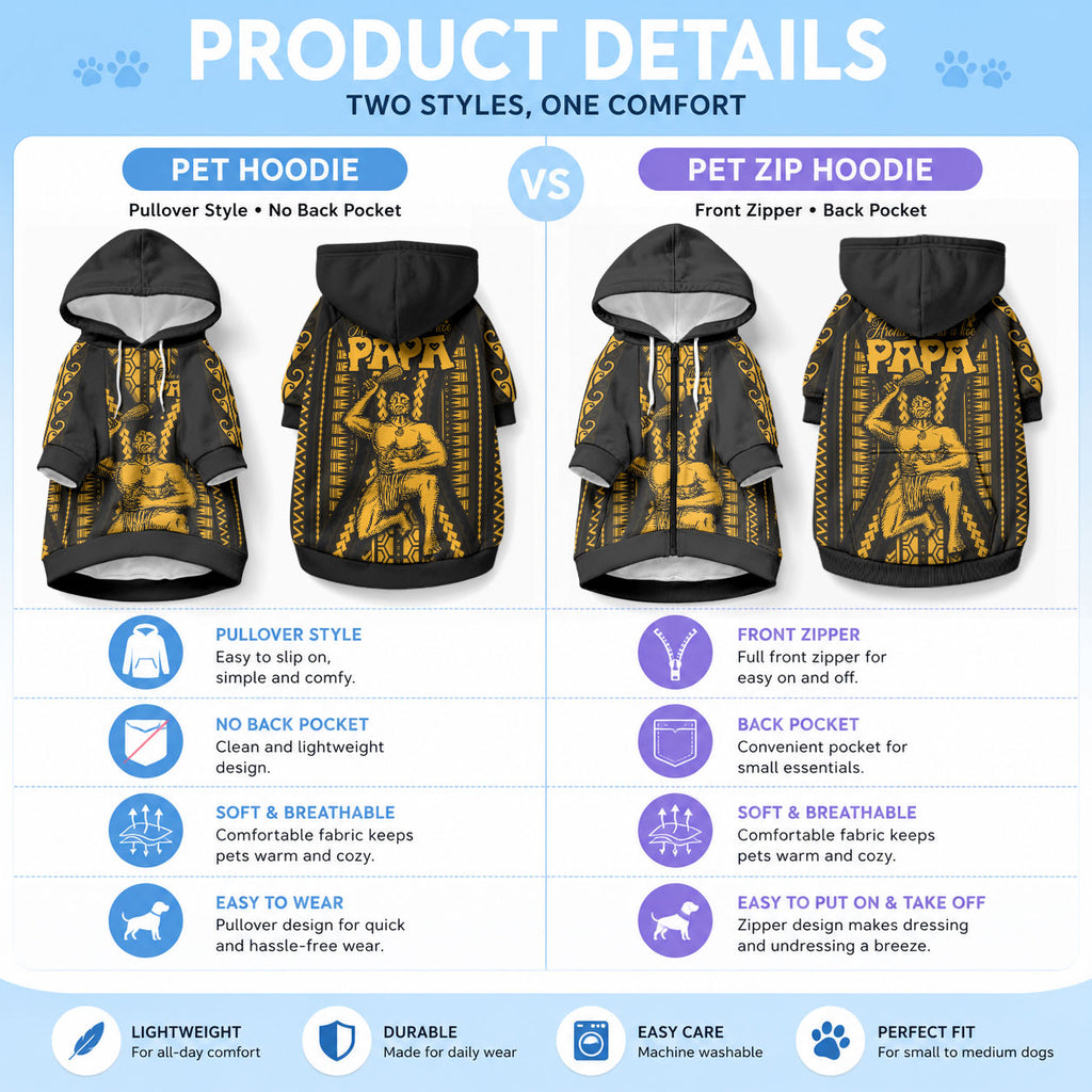 Aotearoa Father's Day Gift For Dad Pet Hoodie Aroha Ahau Ki A Koe Papa - Gold Maori Style Pattern