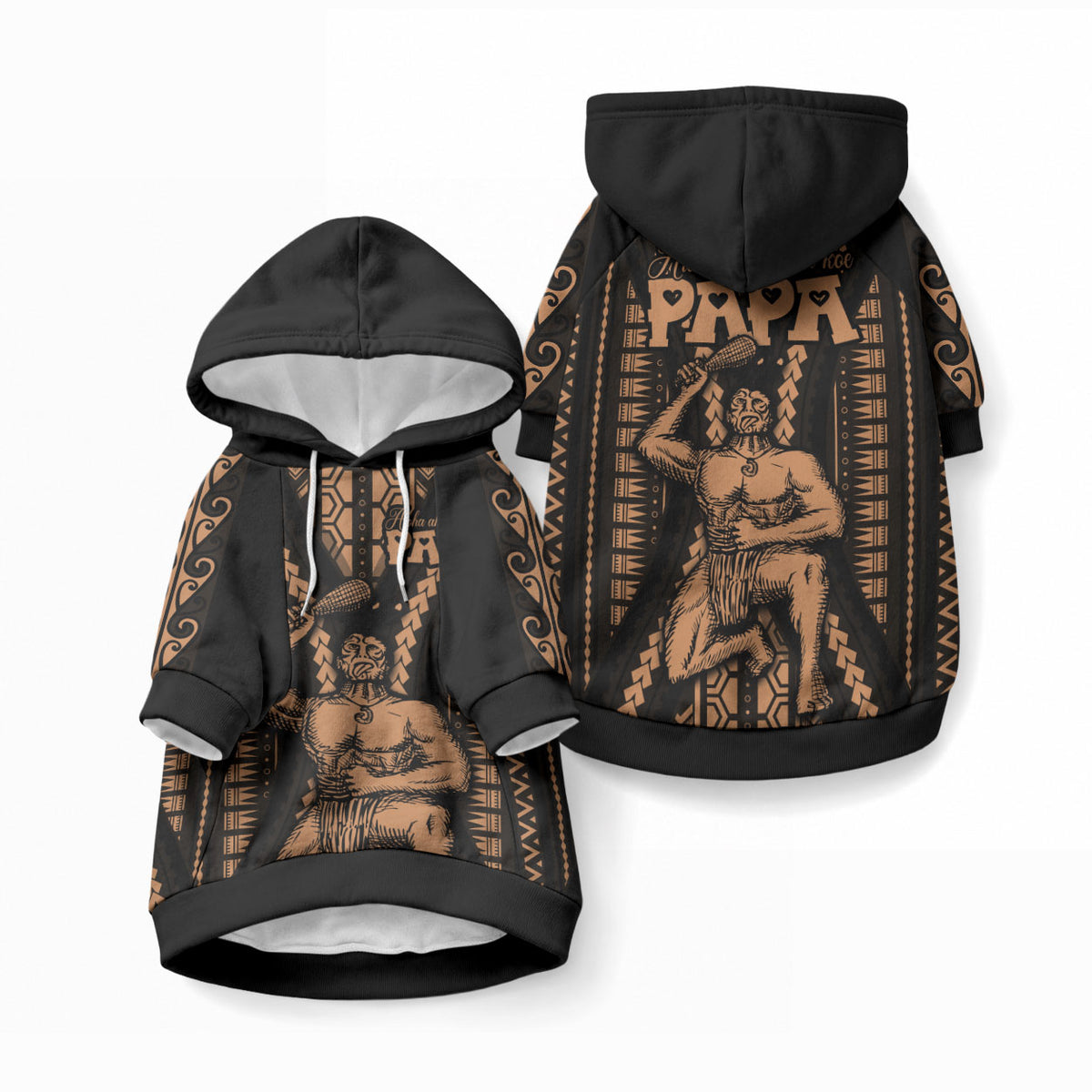 Maori Fathers Day New Zealand Pet Hoodie Aroha Ahau Ki A Koe Papa - Nude
