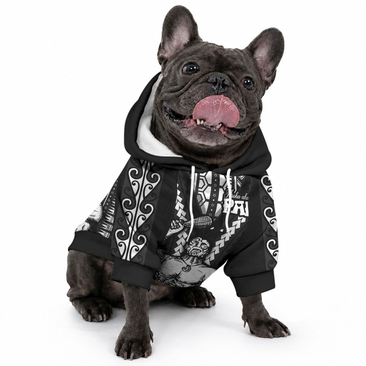 Maori Fathers Day New Zealand Pet Hoodie Aroha Ahau Ki A Koe Papa - Black