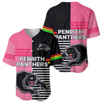 Penrith Panthers Rugby Baseball Jersey Proud The Panthers Comeback Black and Pink LT9