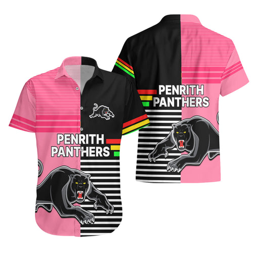 Penrith Panthers Rugby Hawaiian Shirt Proud The Panthers Comeback Black and Pink LT9
