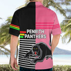 Penrith Panthers Rugby Hawaiian Shirt Proud The Panthers Comeback Black and Pink LT9