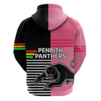 Penrith Panthers Rugby Hoodie Proud The Panthers Comeback Black and Pink LT9
