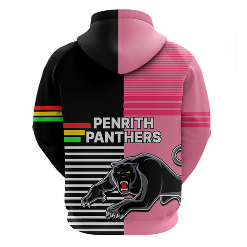 Penrith Panthers Rugby Hoodie Proud The Panthers Comeback Black and Pink LT9