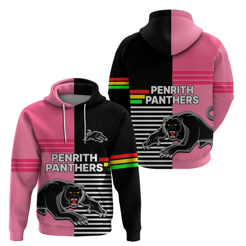 Penrith Panthers Rugby Hoodie Proud The Panthers Comeback Black and Pink LT9