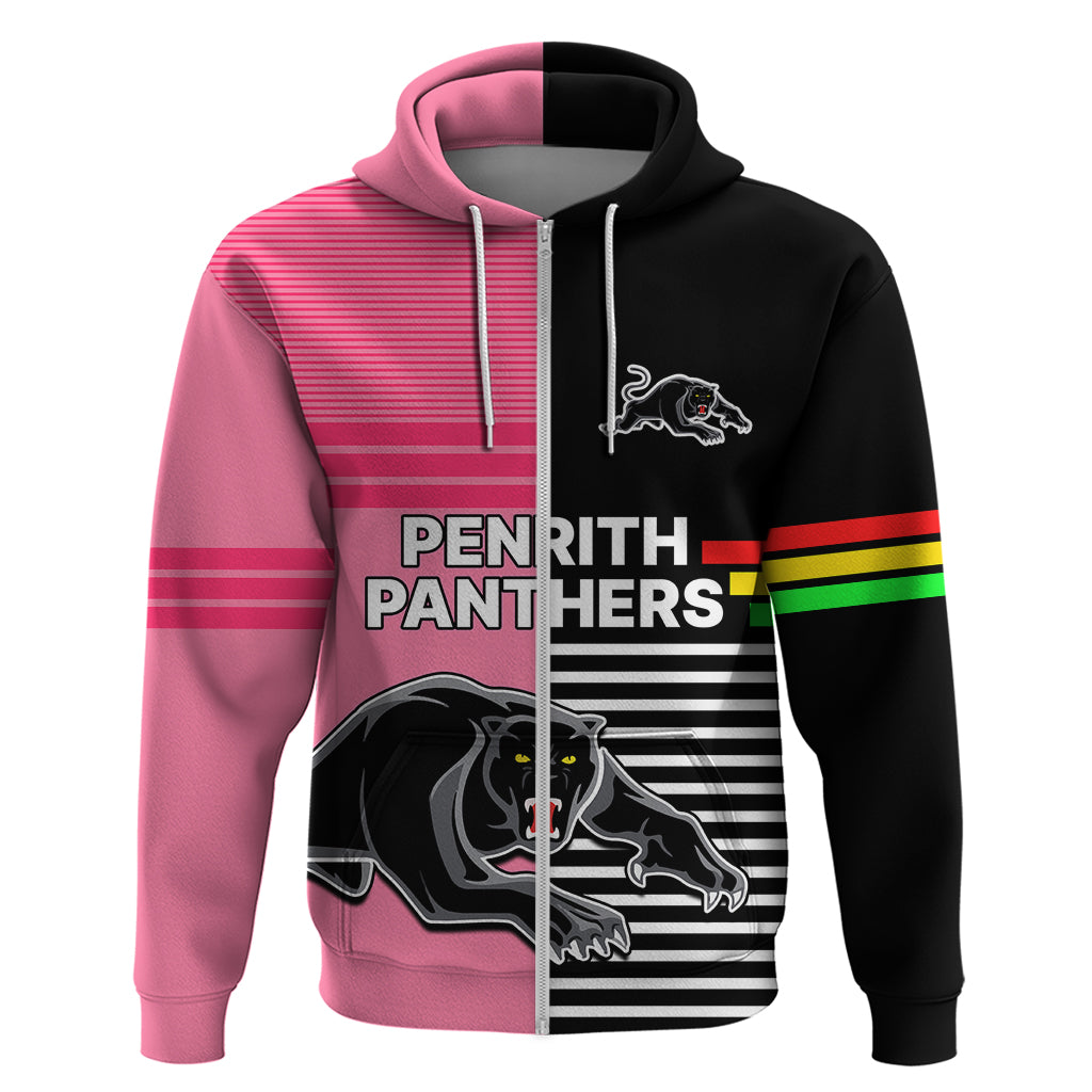 Penrith Panthers Rugby Hoodie Proud The Panthers Comeback Black and Pink LT9