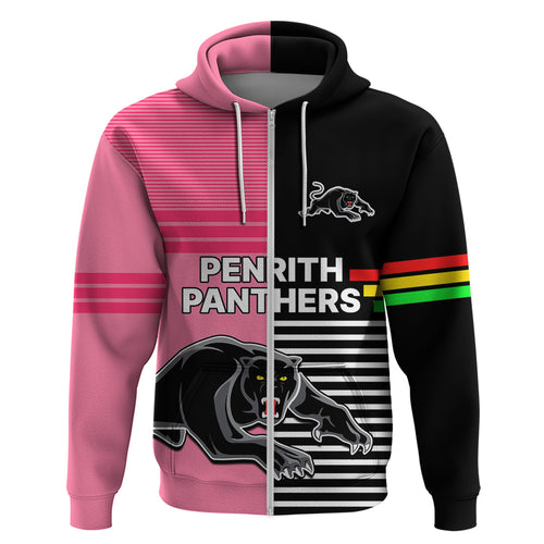 Penrith Panthers Rugby Hoodie Proud The Panthers Comeback Black and Pink LT9