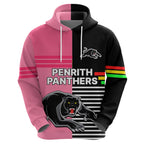 Penrith Panthers Rugby Hoodie Proud The Panthers Comeback Black and Pink LT9