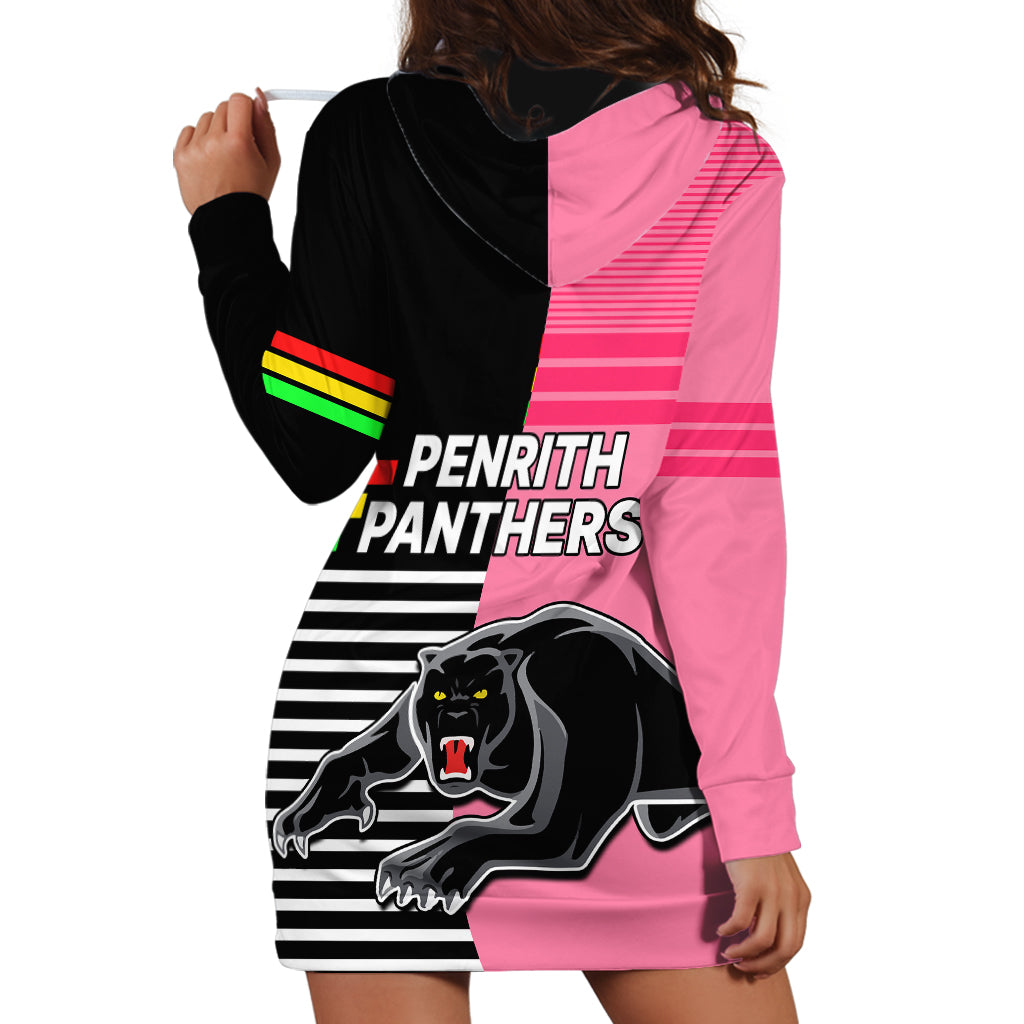 Penrith Panthers Rugby Hoodie Dress Proud The Panthers Comeback Black and Pink LT9