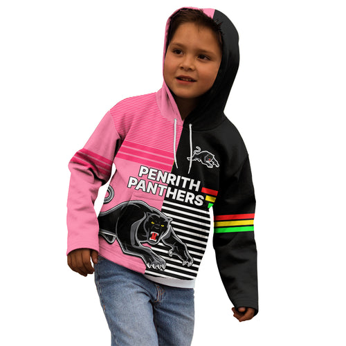 Penrith Panthers Rugby Kid Hoodie Proud The Panthers Comeback Black and Pink LT9