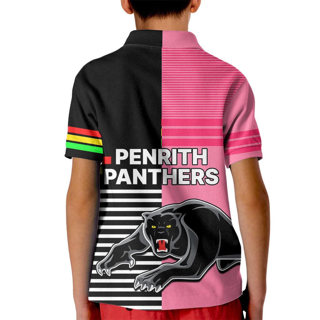 Penrith Panthers Rugby Kid Polo Shirt Proud The Panthers Comeback Black and Pink LT9