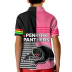 Penrith Panthers Rugby Kid Polo Shirt Proud The Panthers Comeback Black and Pink LT9