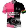 Penrith Panthers Rugby Polo Shirt Proud The Panthers Comeback Black and Pink LT9