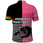 Penrith Panthers Rugby Polo Shirt Proud The Panthers Comeback Black and Pink LT9
