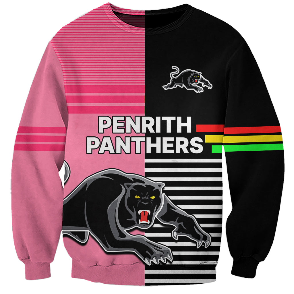 Penrith Panthers Rugby Sweatshirt Proud The Panthers Comeback Black and Pink LT9