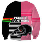 Penrith Panthers Rugby Sweatshirt Proud The Panthers Comeback Black and Pink LT9