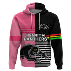 (Custom Text And Number) Penrith Panthers Rugby Hoodie Proud The Panthers Comeback Black and Pink LT9