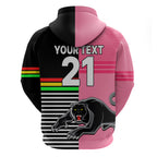 (Custom Text And Number) Penrith Panthers Rugby Hoodie Proud The Panthers Comeback Black and Pink LT9
