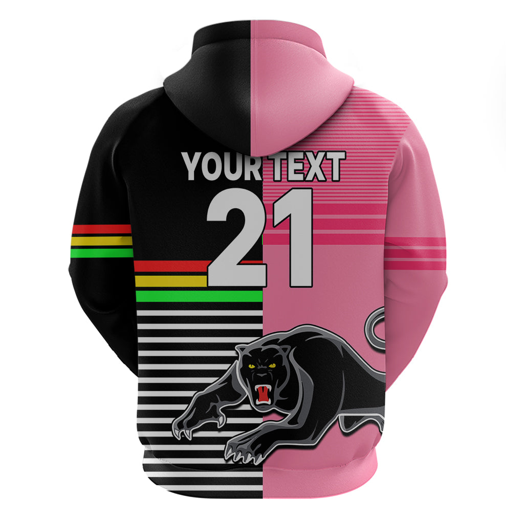 (Custom Text And Number) Penrith Panthers Rugby Hoodie Proud The Panthers Comeback Black and Pink LT9
