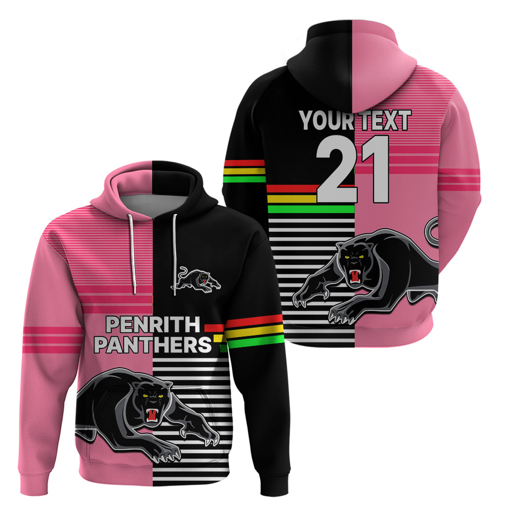 (Custom Text And Number) Penrith Panthers Rugby Hoodie Proud The Panthers Comeback Black and Pink LT9