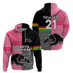 (Custom Text And Number) Penrith Panthers Rugby Hoodie Proud The Panthers Comeback Black and Pink LT9