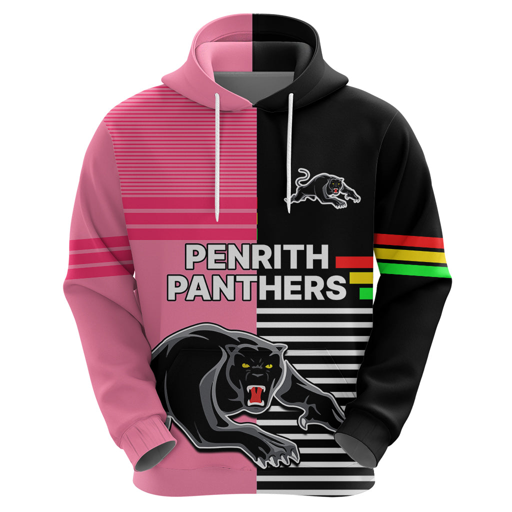 (Custom Text And Number) Penrith Panthers Rugby Hoodie Proud The Panthers Comeback Black and Pink LT9
