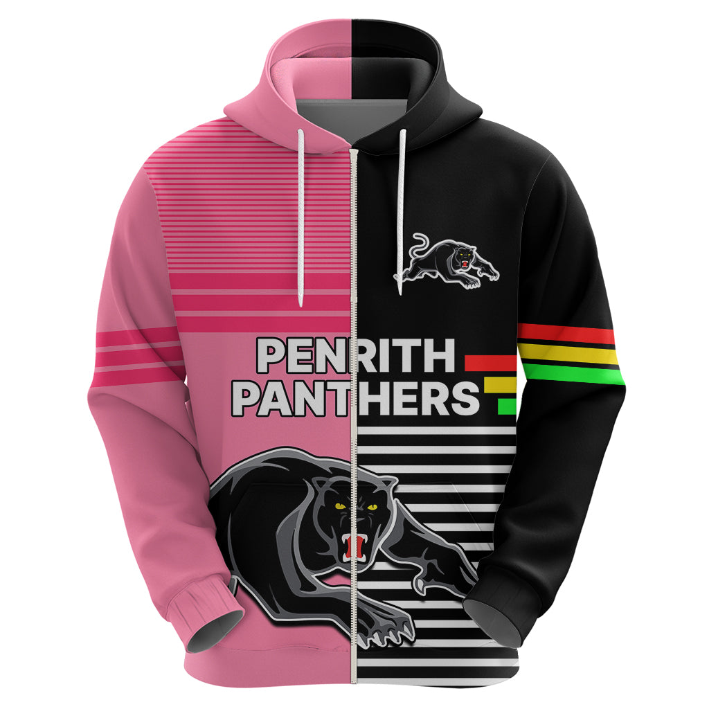 (Custom Text And Number) Penrith Panthers Rugby Hoodie Proud The Panthers Comeback Black and Pink LT9