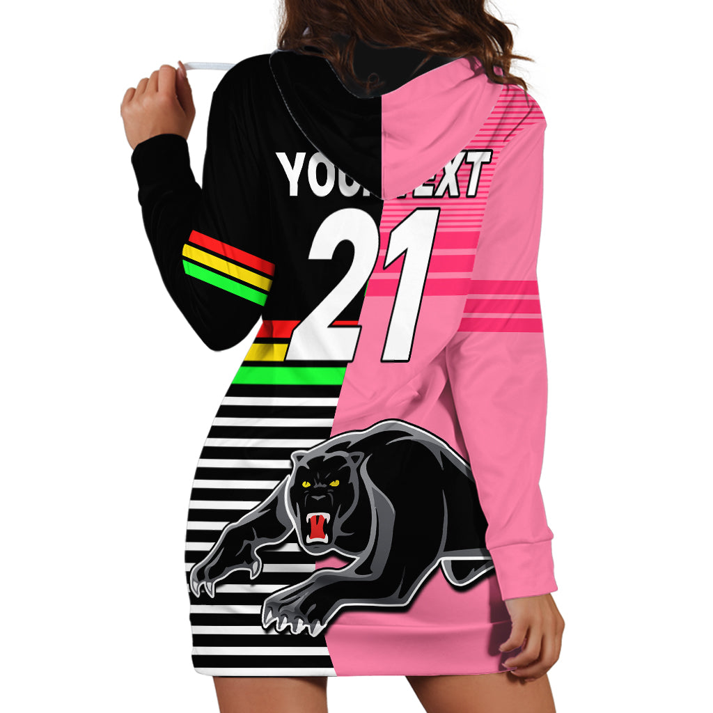 (Custom Text And Number) Penrith Panthers Rugby Hoodie Dress Proud The Panthers Comeback Black and Pink LT9