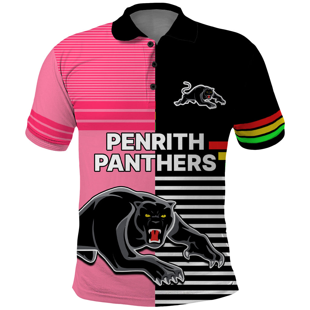 (Custom Text And Number) Penrith Panthers Rugby Polo Shirt Proud The Panthers Comeback Black and Pink LT9
