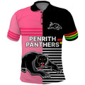 (Custom Text And Number) Penrith Panthers Rugby Polo Shirt Proud The Panthers Comeback Black and Pink LT9