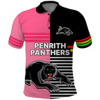 (Custom Text And Number) Penrith Panthers Rugby Polo Shirt Proud The Panthers Comeback Black and Pink LT9