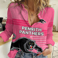 Penrith Panthers Rugby Women Casual Shirt Proud The Panthers Comeback Pink LT9