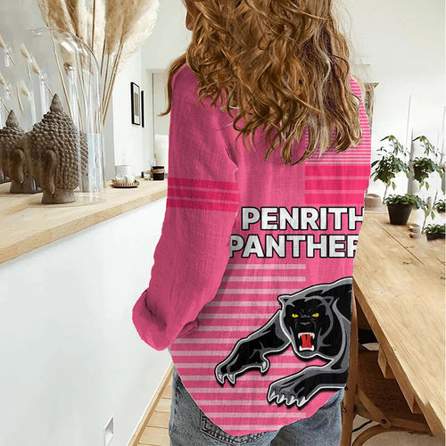 Penrith Panthers Rugby Women Casual Shirt Proud The Panthers Comeback Pink LT9